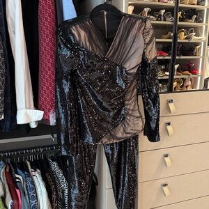 Black Sequin Women's Jumpsuit